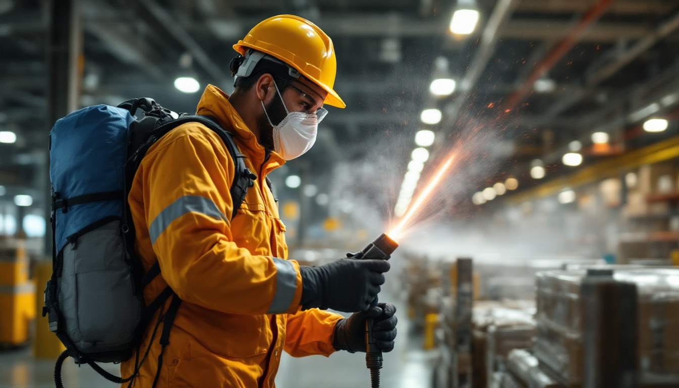 a construction worker in a factory