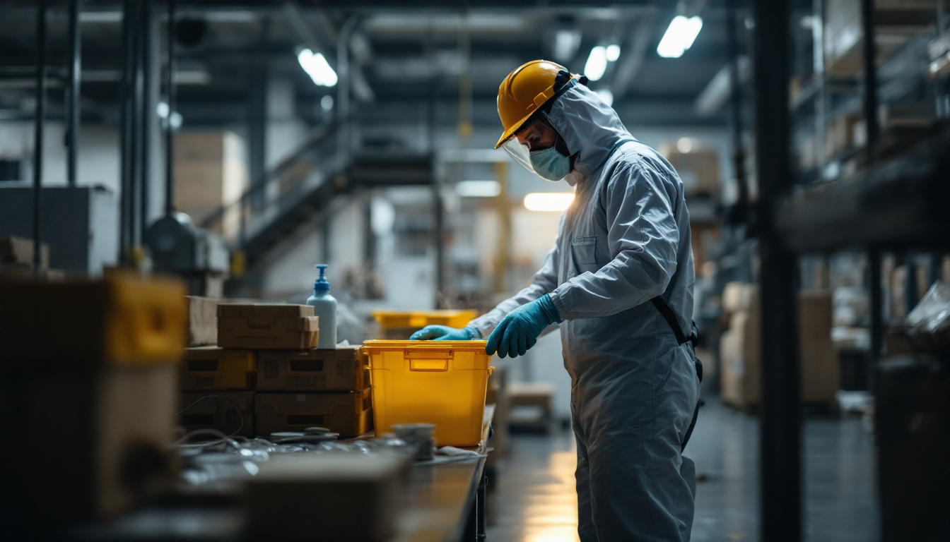 a factory worker preparing